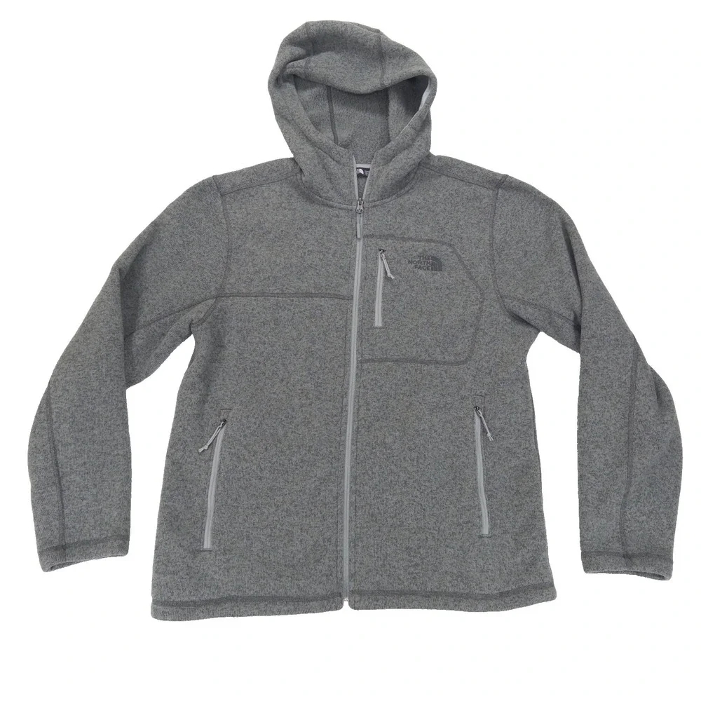 The North Face Jacket Mens L Gray Gordon Lyons Fleece Full Zip Hooded Outdoor
